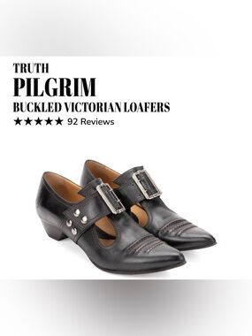 Fluevog PRISTINE Truth Pilgrim black pointy Victorian buckle shoe - 8 (fits 7.5)